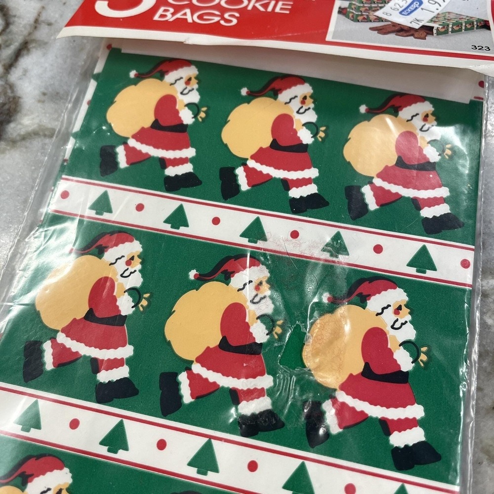 Vtg 1989 Christmas Jeanmarie‎ 3 Poly-Lined Cookie Treat Candy Bakery Gift Bags - Picture 5 of 5
